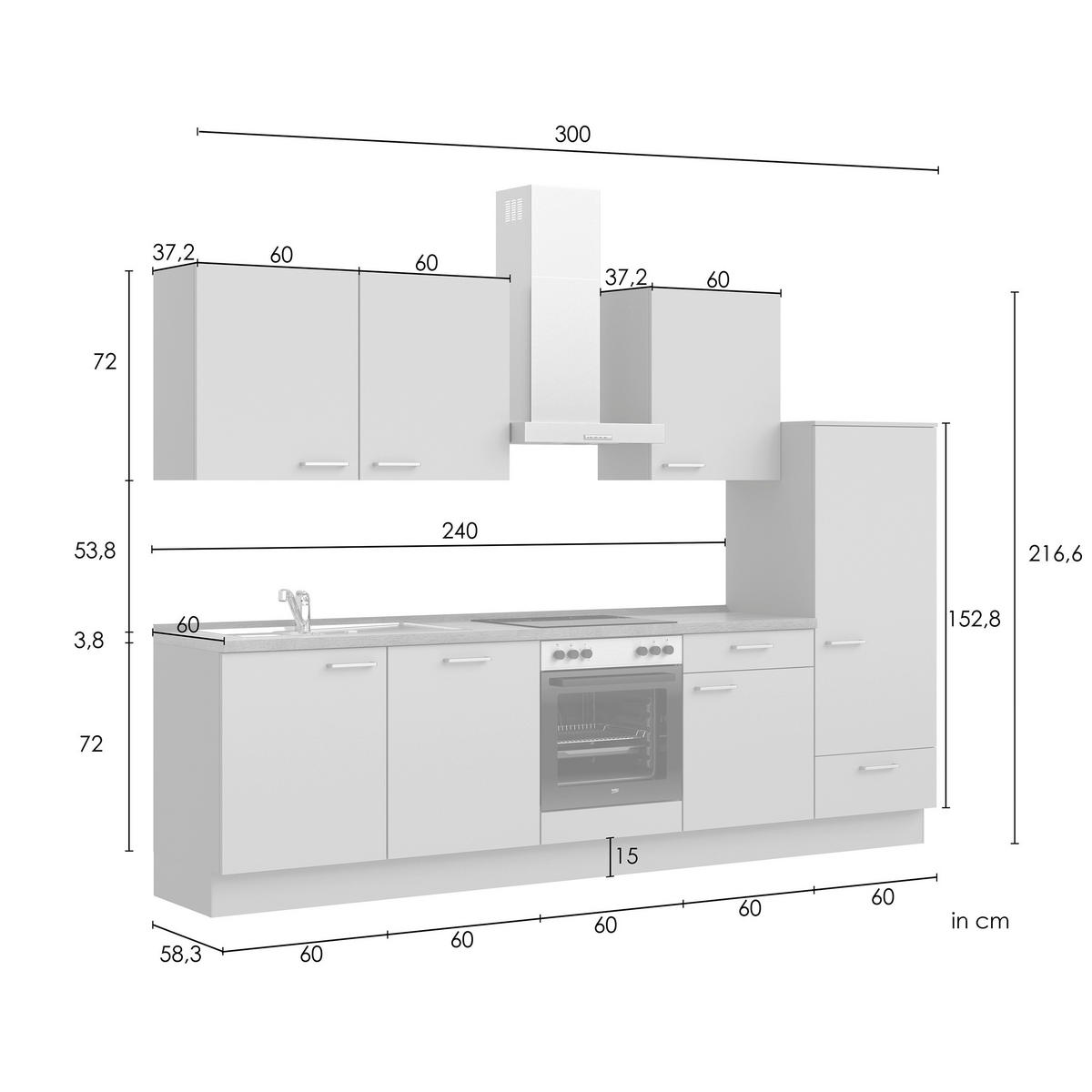 KÜCHENLEERBLOCK Frame 300 cm  in Eichefarben, Beigebraun  - Edelstahlfarben/Eichefarben, MODERN, Holzwerkstoff/Metall (300cm) - Nobilia