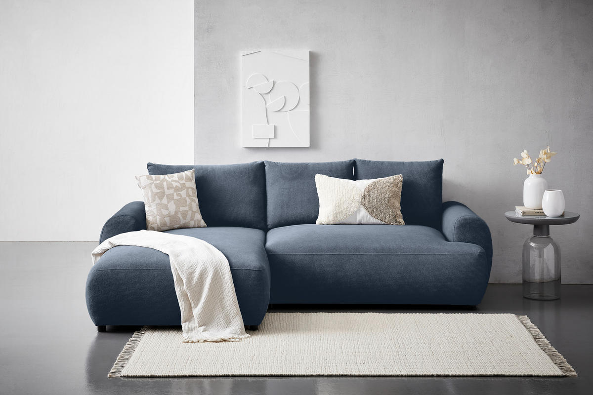 ECKSOFA Dunkelblau Webstoff  - Schwarz/Dunkelblau, MODERN, Kunststoff/Textil (175/265cm) - Carryhome