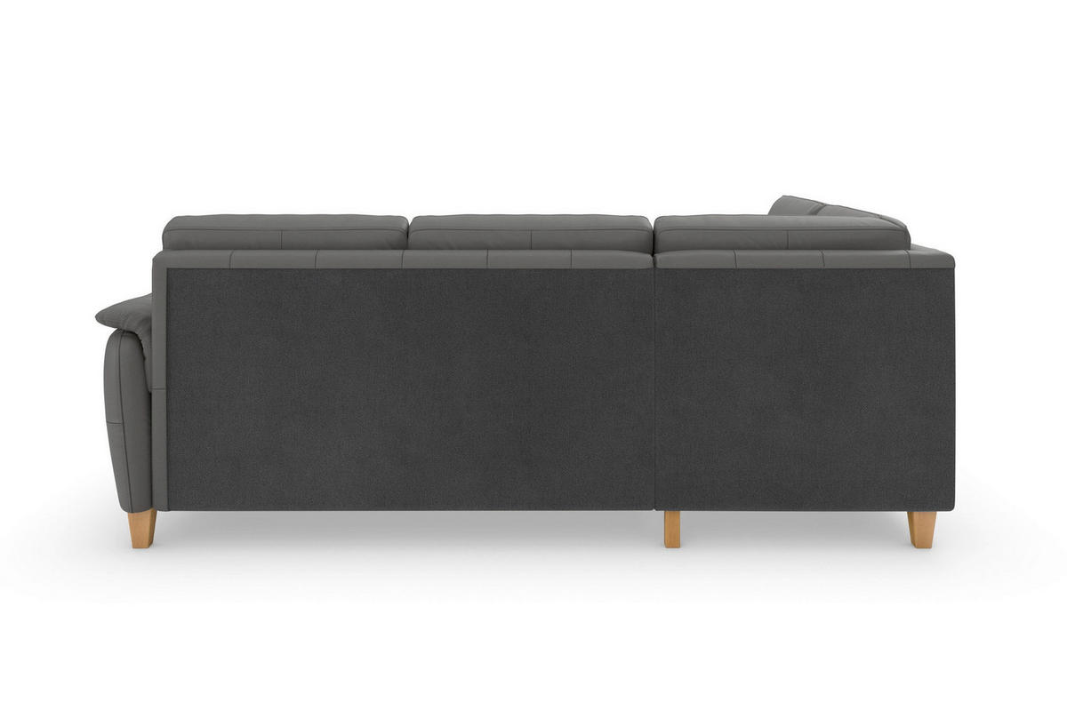 ECKSOFA Echtleder Mokka  - Eichefarben/Mokka, Basics, Leder/Holz (212/236cm) - Sit & More