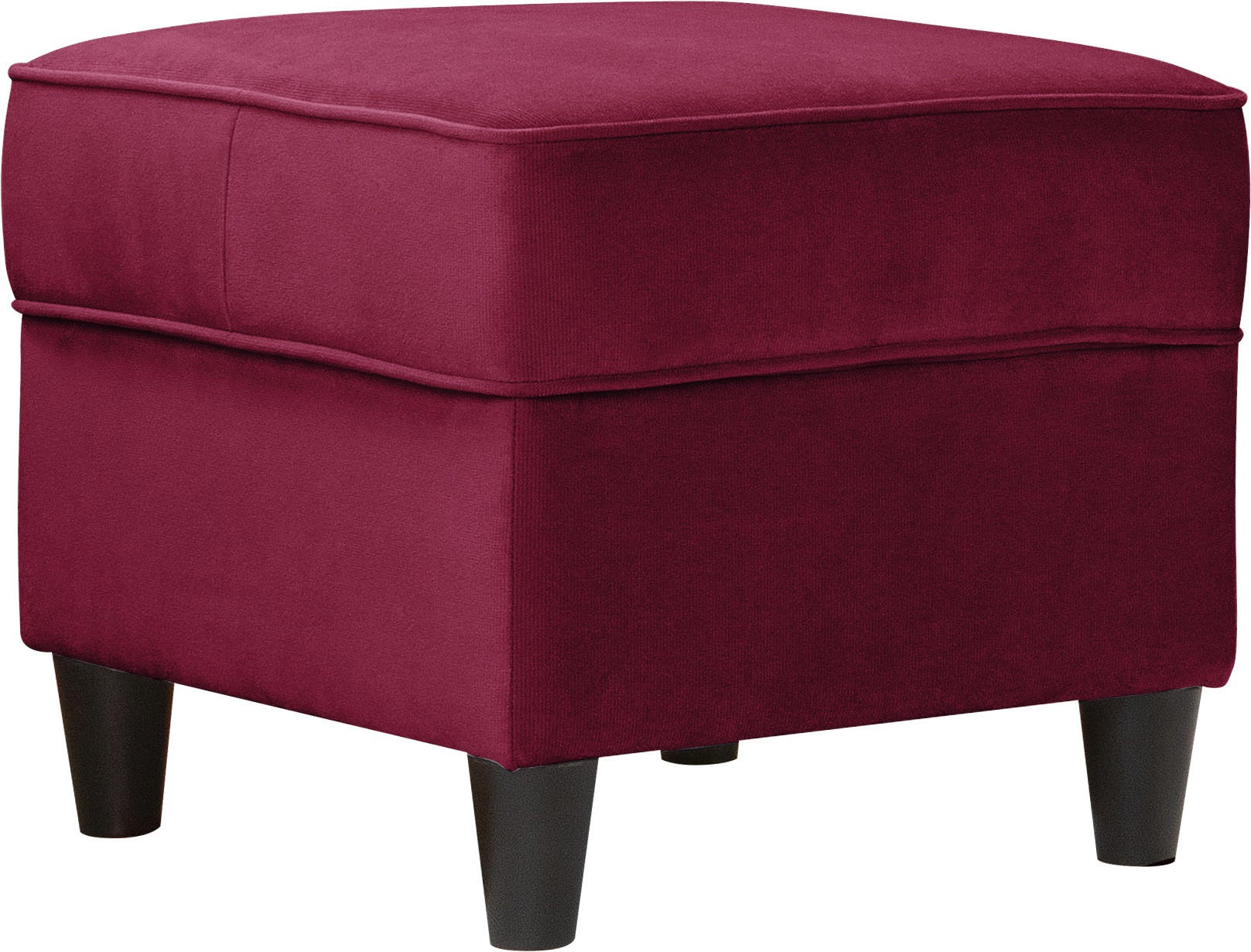HOCKER Plüsch Bordeaux  - Bordeaux/Schwarz, Design, Holz/Textil (52/45/52cm) - MID.YOU