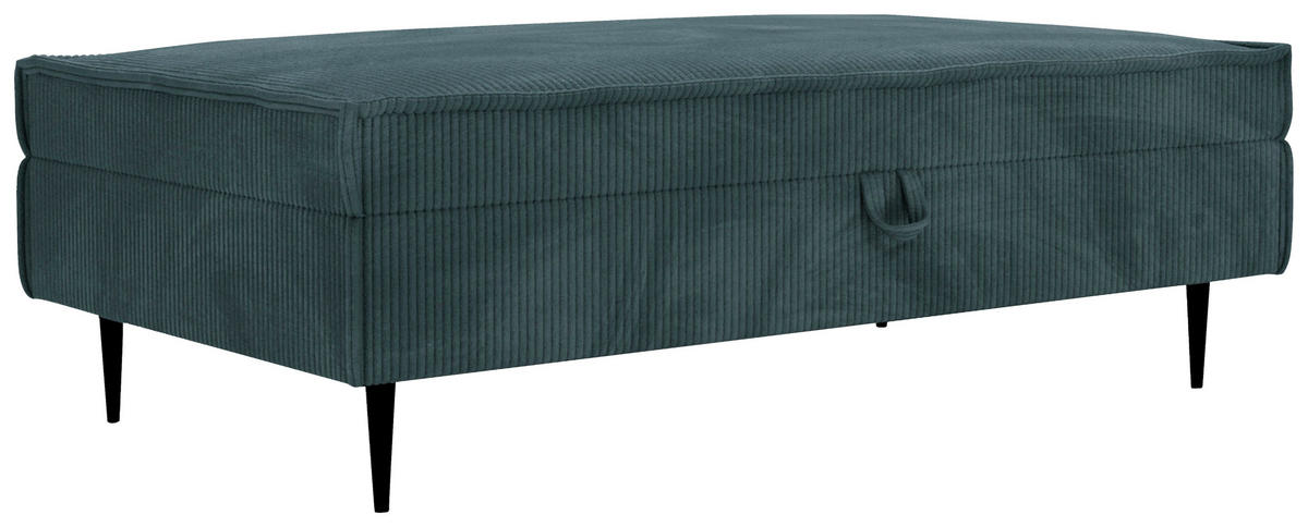 HOCKER in Textil Petrol  - Petrol/Schwarz, Design, Textil/Metall (135/45/75cm) - Livetastic