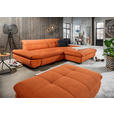 ECKSOFA  in Mikrofaser Orange  290/198 cm  - Schwarz/Orange, Design, Textil/Metall (290/198cm) - Xora