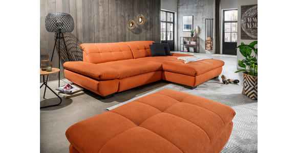 ECKSOFA  in Mikrofaser Orange  290/198 cm  - Schwarz/Orange, Design, Textil/Metall (290/198cm) - Xora