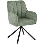 ARMLEHNSTUHL  Sitzfläche 360° drehbar Leinenoptik  Grün, Schwarz  - Schwarz/Grün, Design, Textil/Metall (57/91/65cm) - Carryhome