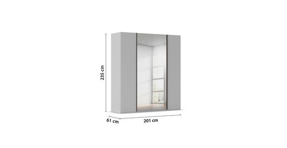 DREHTÜRENSCHRANK 201/235/61 cm,  in Weiß, 4-türig  - Graphitfarben/Weiß, Basics, Glas/Holzwerkstoff (201/235/61cm) - Novel