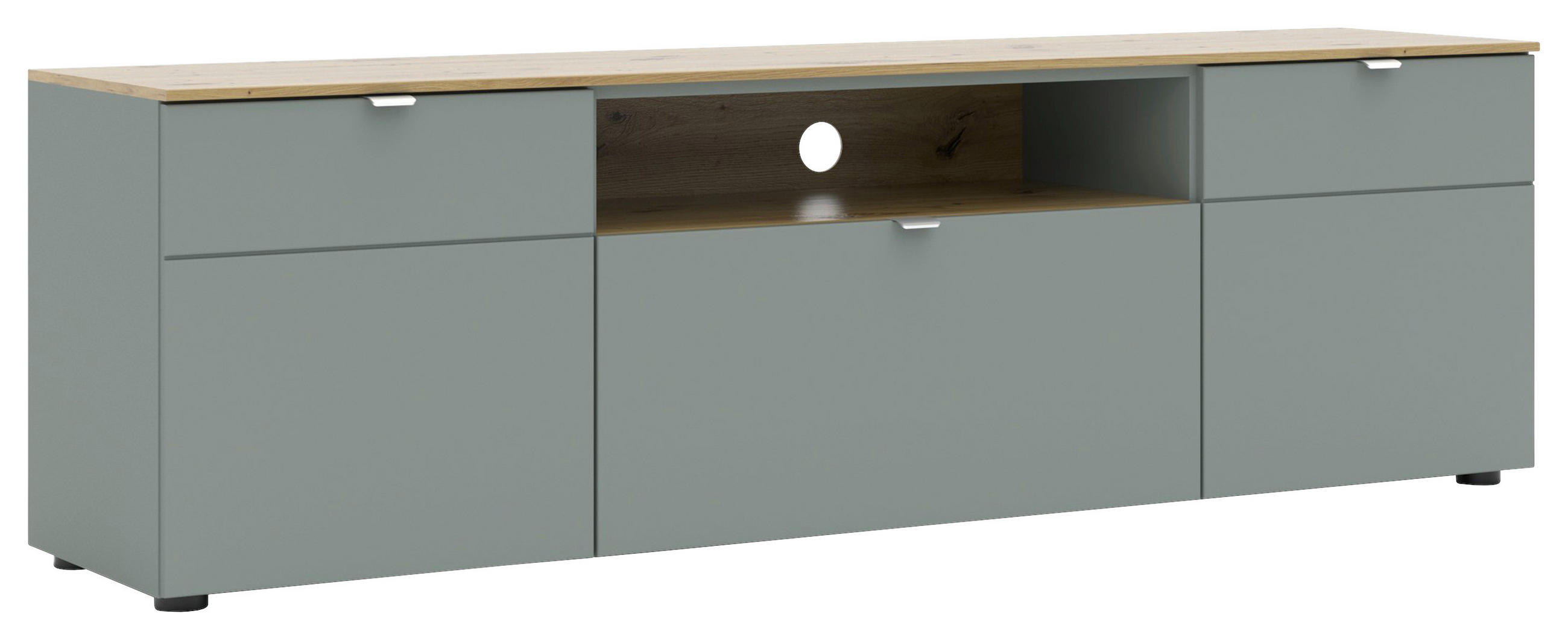 LOWBOARD  in 180/55/41 cm  - Schilfgrün/Silberfarben, Design, Holzwerkstoff/Metall (180/55/41cm)