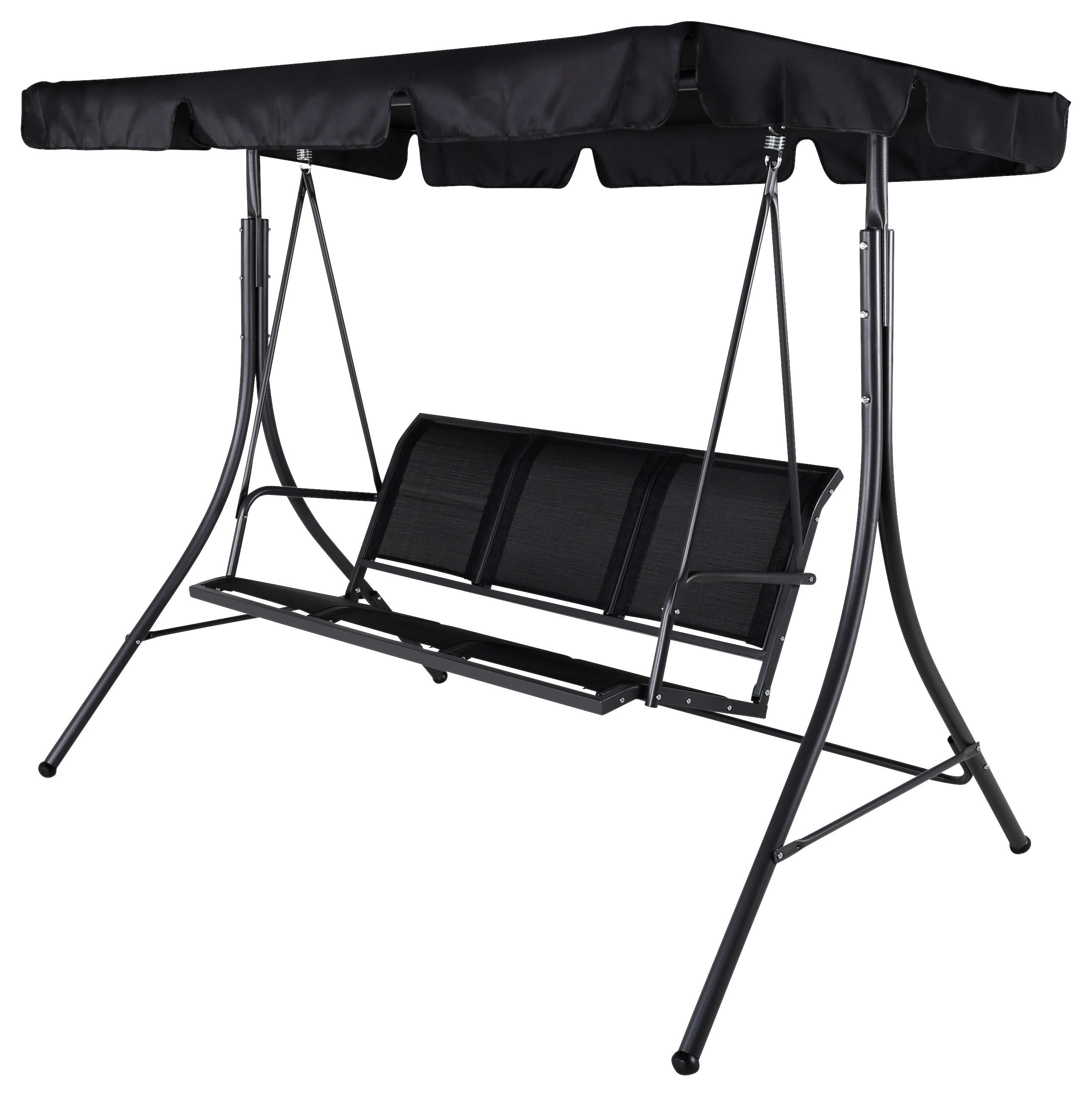 HOLLYWOODSCHAUKEL 204/163/130 cm  - Schwarz, KONVENTIONELL, Textil/Metall (204/163/130cm) - Gardenson