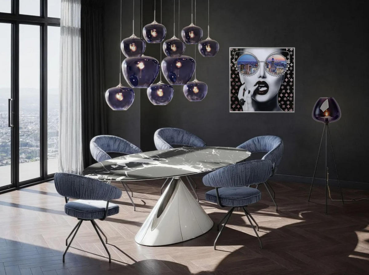 HÄNGELEUCHTE 60/160/110 cm   - Blau/Silberfarben, LIFESTYLE, Glas/Metall (60/160/110cm) - Kare-Design