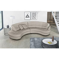 ECKSOFA Hellgrau Echtleder Lederlook  - Hellgrau/Schwarz, Design, Leder/Kunststoff (113/300cm) - Livetastic