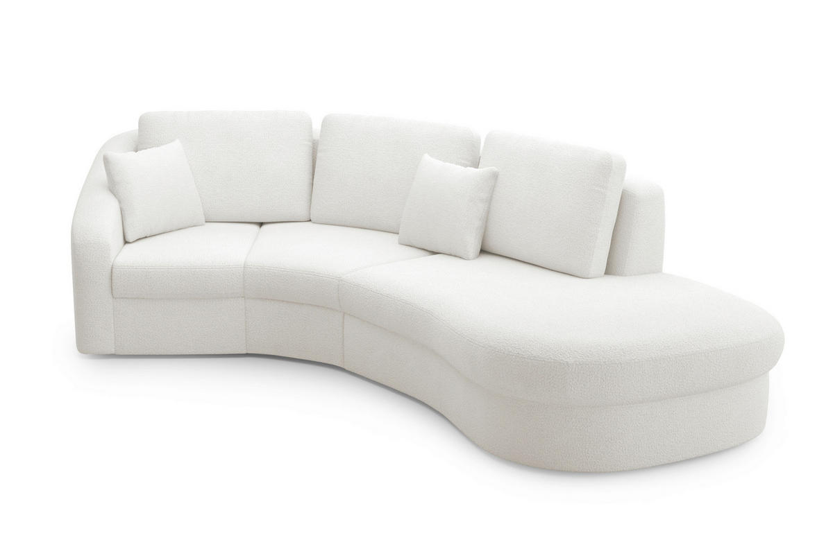 ECKSOFA in Flachgewebe Weiss  - Weiss/Schwarz, Modern, Kunststoff/Textil (266/230cm) - Sit & More