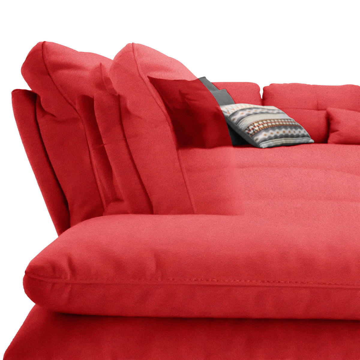 ECKSOFA in Flachgewebe Hellrot  - Hellrot/Schwarz, Design, Textil/Metall (344/271cm) - Chilliano