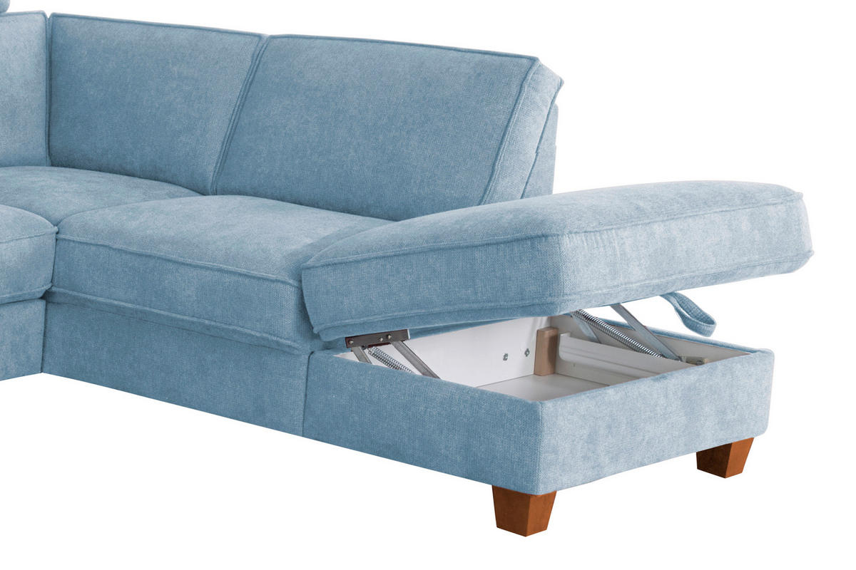 ECKSOFA Hellblau Flachgewebe  - Eichefarben/Hellblau, KONVENTIONELL, Holz/Textil (236/213cm) - Sit & More