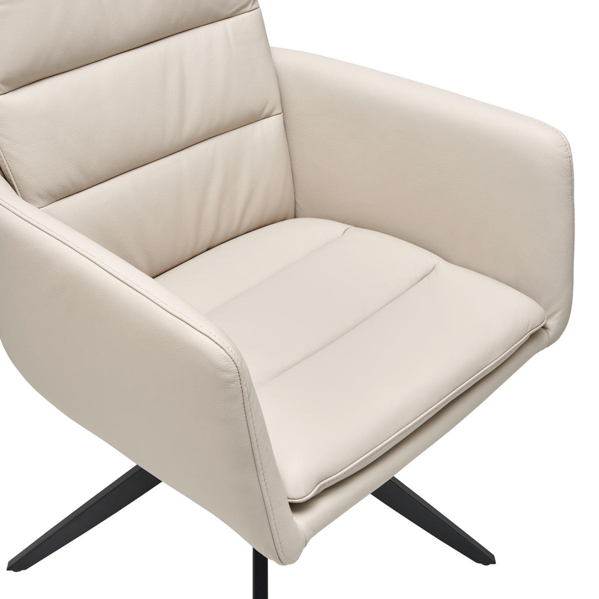 ARMLEHNSTUHL  in Stahl Echtleder pigmentiert  - Beige/Schwarz, Design, Leder/Metall (60/88/62.5cm) - Livetastic