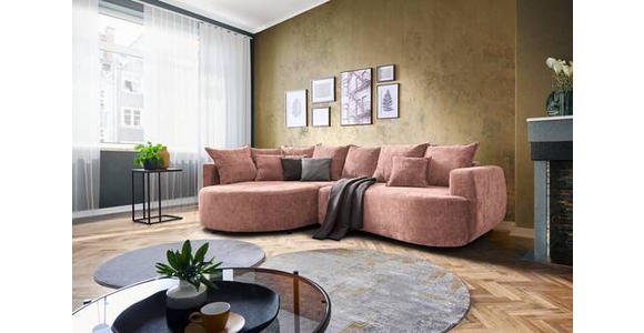 ECKSOFA in Chenille Rosa  - Schwarz/Rosa, Design, Kunststoff/Textil (194/307cm) - Carryhome