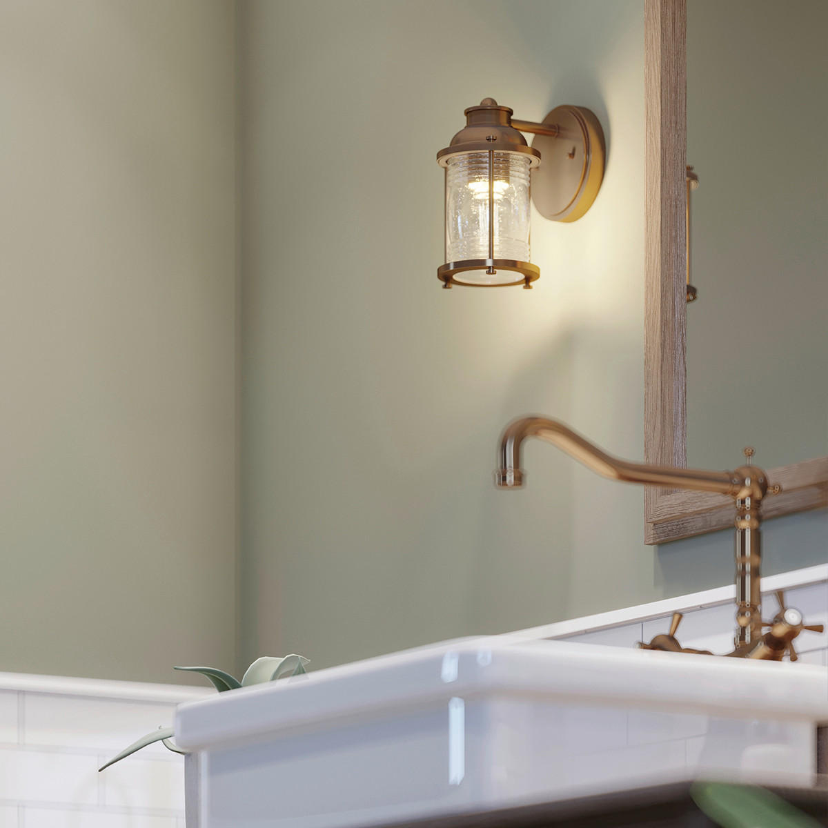 BADEZIMMER-WANDLEUCHTE - Messingfarben, Konventionell, Glas/Metall (20,6/12,7/16,9cm) - Elstead Lighting