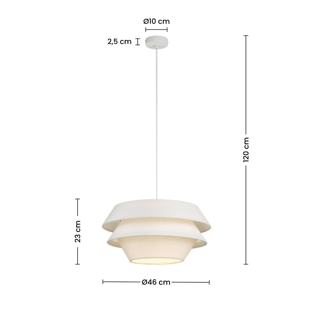 HÄNGELEUCHTE 50/130 cm  - Weiß, Trend, Kunststoff/Textil (50/130cm) - Collett's Monde
