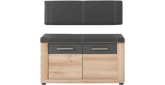 GARDEROBENBANK 90/45/42 cm - Dunkelgrau/Buchefarben, KONVENTIONELL, Holzwerkstoff/Textil (90/45/42cm) - Voleo