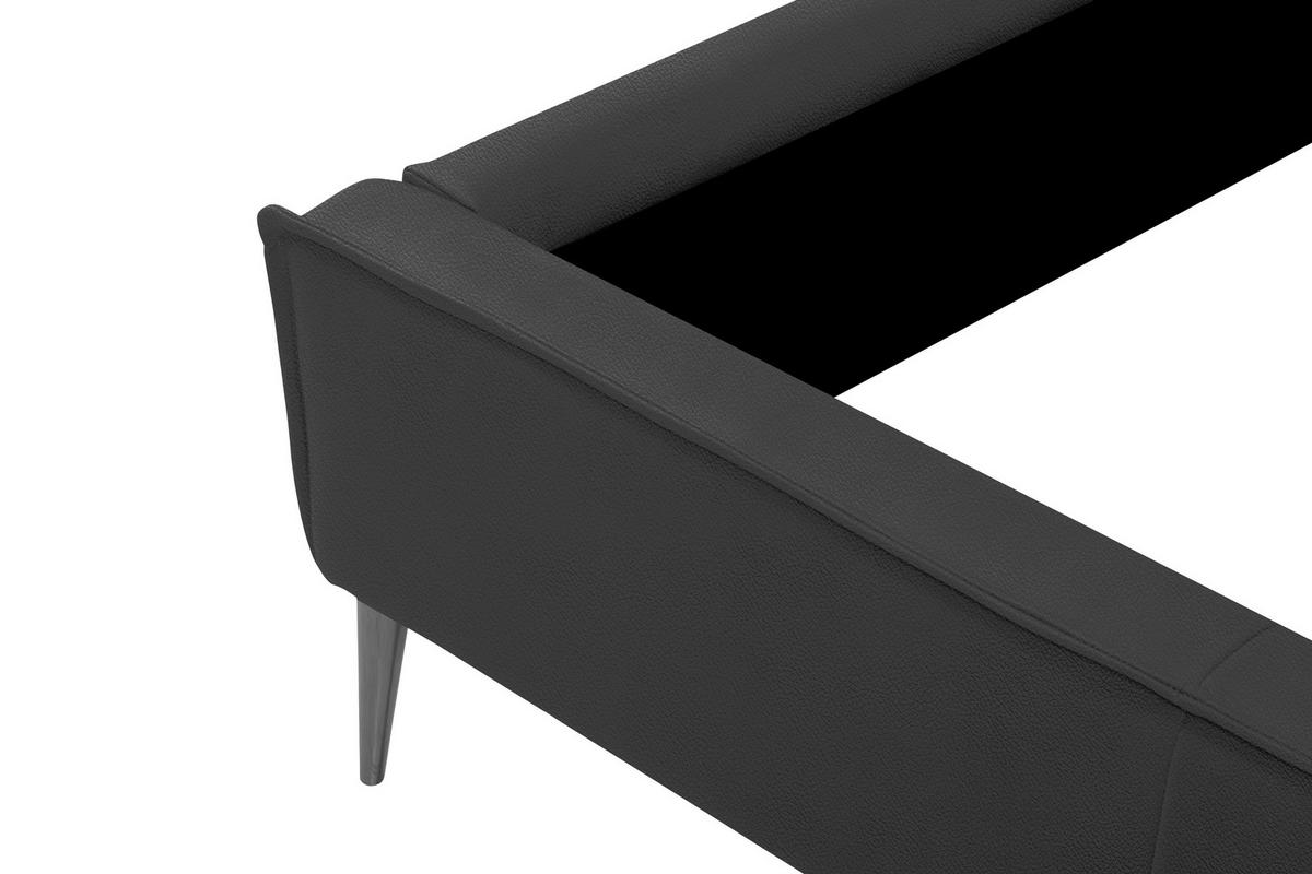 POLSTERBETT 140/200 cm,  in Anthrazit, gepolstertes Kopfteil,  - Anthrazit/Schwarzchrom, KONVENTIONELL, Leder/Metall (140/200cm) - Esposa