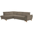 ECKSOFA in Chenille Graubraun  - Eichefarben/Graubraun, MODERN, Holz/Textil (212/287cm) - Valnatura