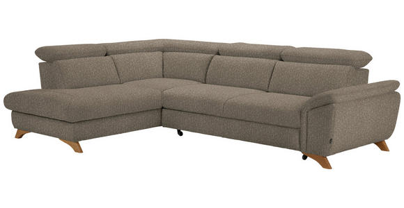 ECKSOFA in Chenille Graubraun  - Eichefarben/Graubraun, MODERN, Holz/Textil (212/287cm) - Valnatura