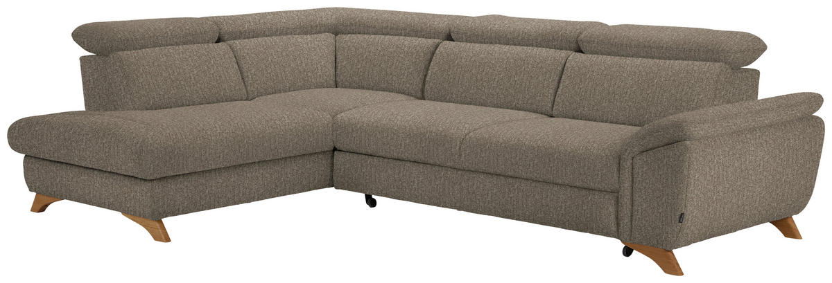 ECKSOFA in Chenille Graubraun  - Eichefarben/Graubraun, Modern, Holz/Textil (212/287cm) - Valnatura
