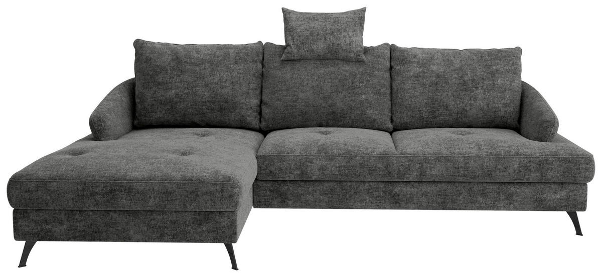 ECKSOFA in Webstoff Schwarz  - Schwarz, KONVENTIONELL, Textil/Metall (183/293cm) - Carryhome