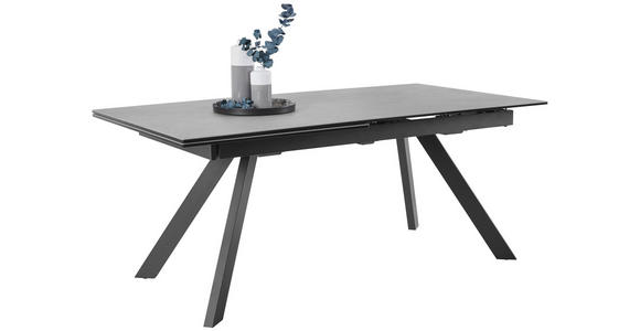 ESSTISCH in Metall, Glas, Keramik 180-260/95/76 cm - Schwarz/Grau, Design, Glas/Keramik (180-260/95/76cm) - Novel