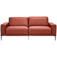 2,5-SITZER  in Echtleder Rot   - Rot/Schwarz, Design, Leder/Metall (200/102/92cm) - Johann Jakob
