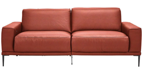 2,5-SITZER  in Echtleder Rot   - Rot/Schwarz, Design, Leder/Metall (200/102/92cm) - Johann Jakob