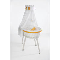 STUBENWAGEN-KOMPLETTSET Babybett Lounge weiß Pyjamabär   - Currygelb/Buchefarben, Basics, Holz/Textil (60/167/100cm) - Mionido