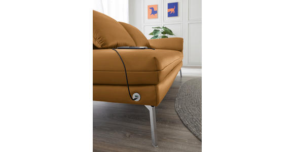 RÉCAMIERE in Echtleder Currygelb - Chromfarben/Currygelb, Design, Leder/Metall (209/85-109/95-16cm) - Dieter Knoll