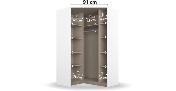 ECKSCHRANK 117/197/117 cm - Weiß Hochglanz/Alufarben, Design, Holzwerkstoff/Kunststoff (117/197/117cm) - Carryhome