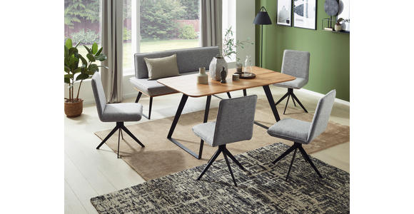 SITZBANK 140/87/64 cm in Schwarz, Eichefarben, Hellgrau - Eichefarben/Hellgrau, Design, Holz/Textil (140/87/64cm) - Voleo