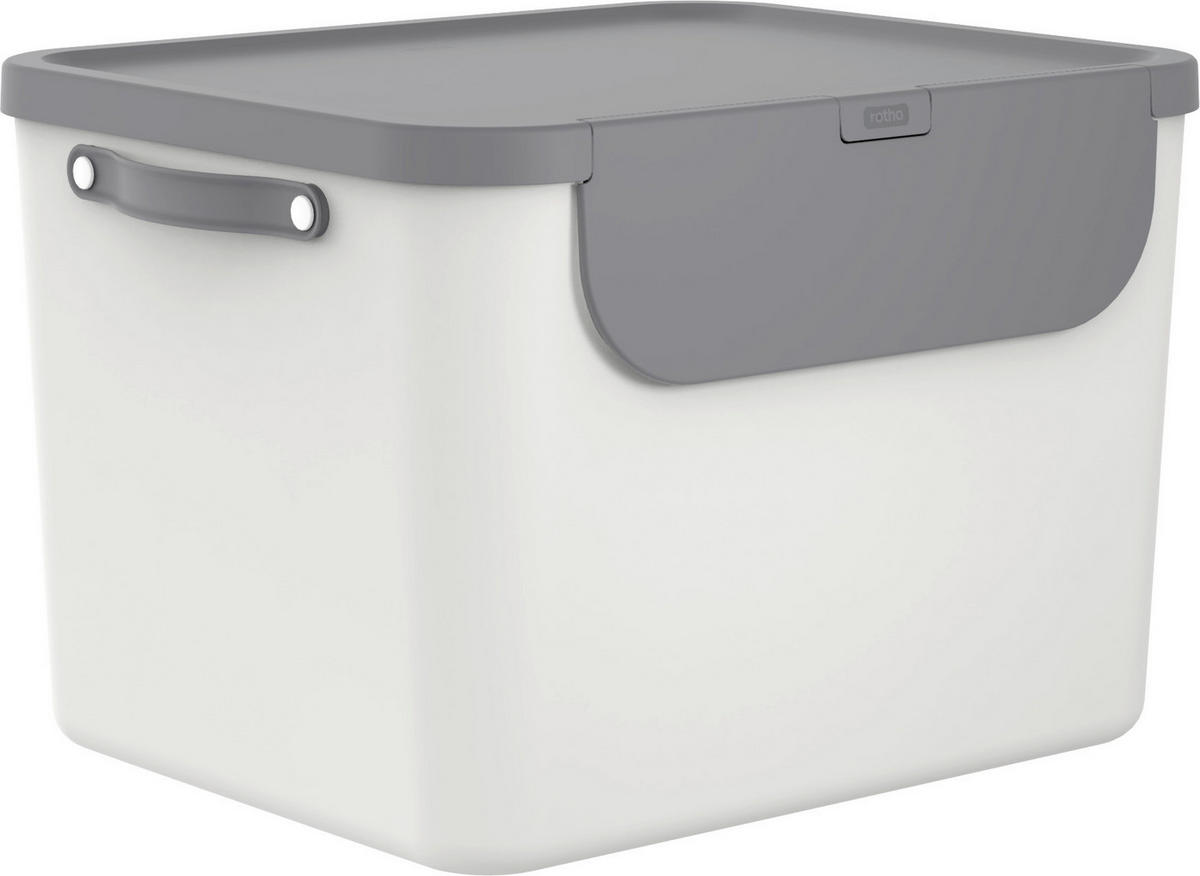 ABFALLEIMER ALBULA 55 L  - Anthrazit/Weiß, KONVENTIONELL, Kunststoff (40,5/34/52,3cm) - Rotho