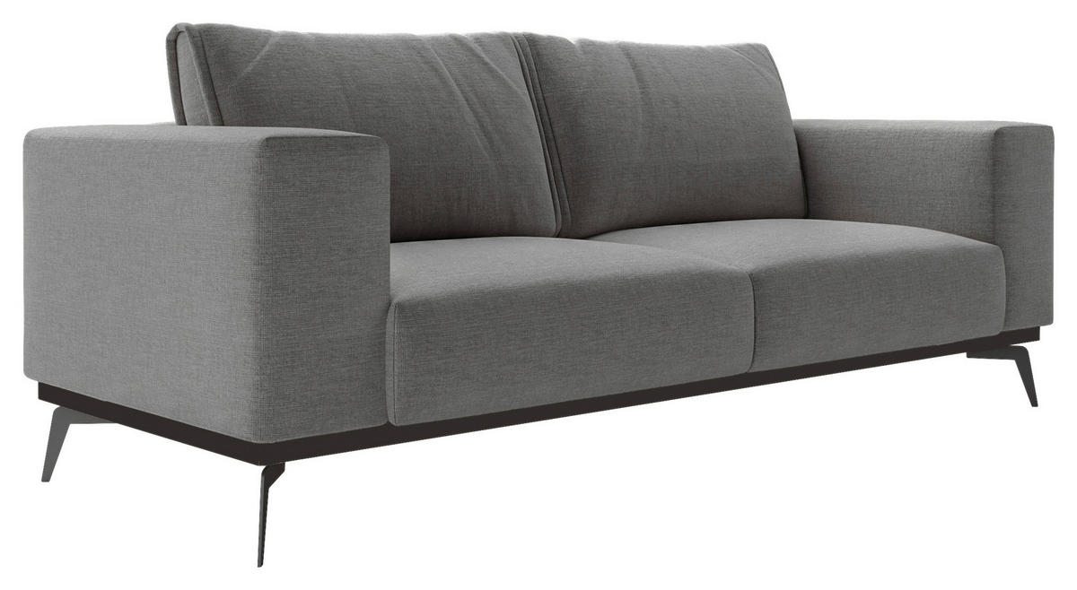 2-SITZER-SOFA in beflockt Dunkelgrau  - Dunkelgrau/Schwarz, Design, Holz/Textil (250/87/95cm) - MID.YOU