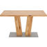 ESSTISCH Eiche massiv rechteckig Edelstahlfarben, Eichefarben - Edelstahlfarben/Eichefarben, Design, Holz (140/90/76cm) - Valdera