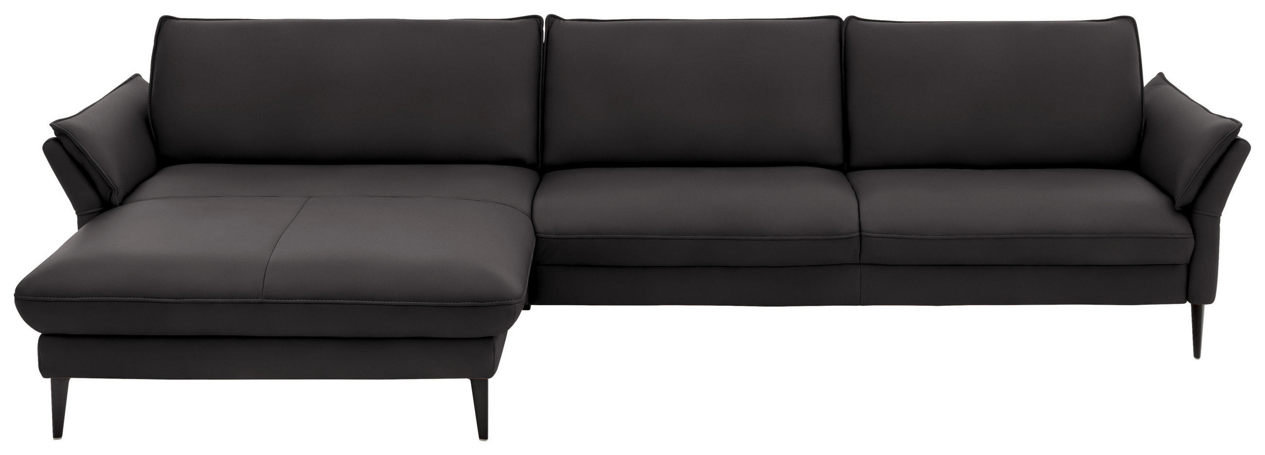 ECKSOFA in Echtleder Dunkelbraun  - Dunkelbraun/Schwarz, Design, Leder/Metall (172/334cm) - Valdera