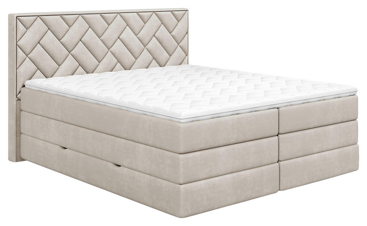 BOXSPRINGBETT 140/200 cm  in Beige  - Beige/Schwarz, Modern, Holzwerkstoff/Kunststoff (140/200cm) - MID.YOU