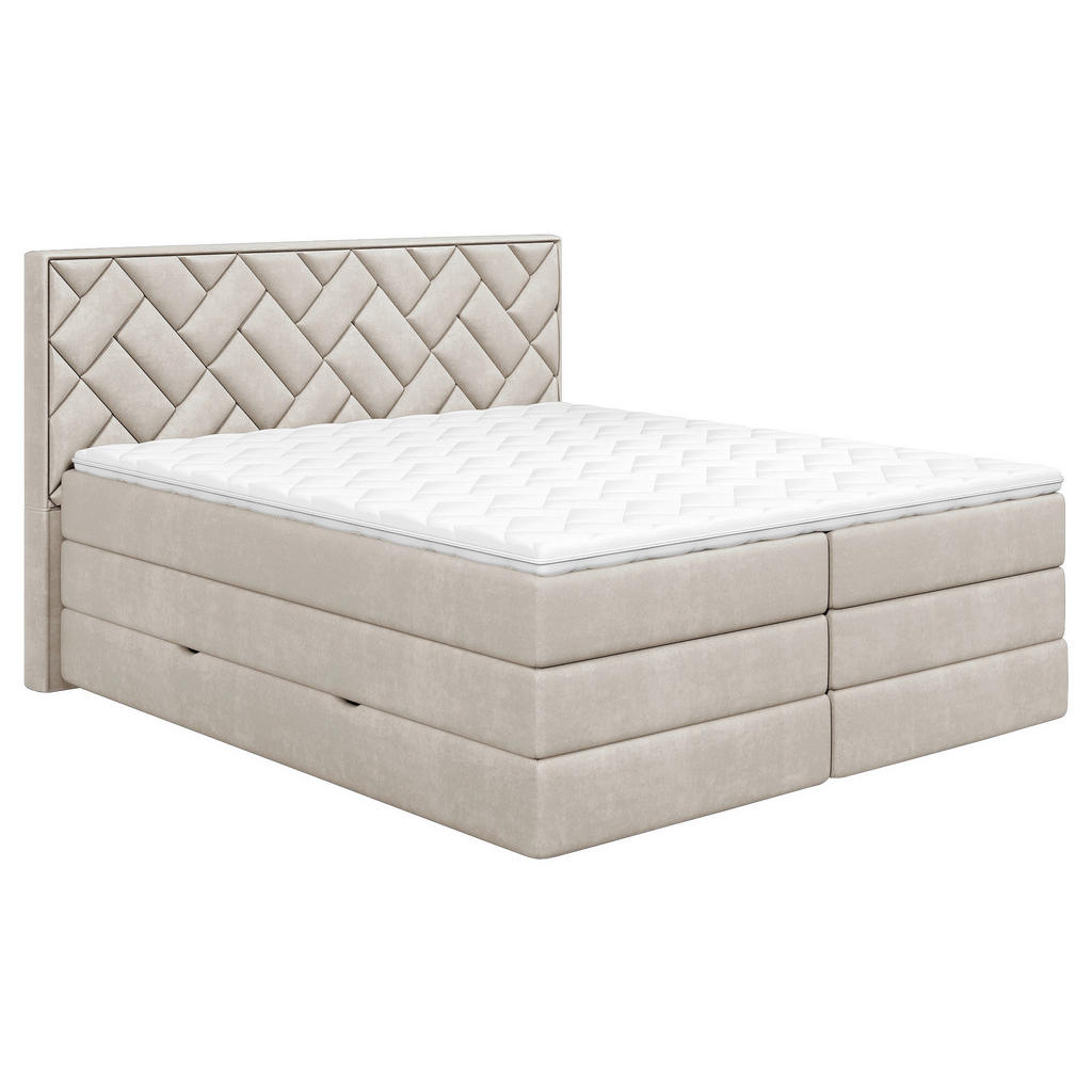 Thumbnail - Mid.you Boxspringbett, Beige, Holzwerkstoff, H3 + H4, Höhe ca. 18 cm, 180x200 cm, Bettkasten, gepolstertes Kopfteil, Top...