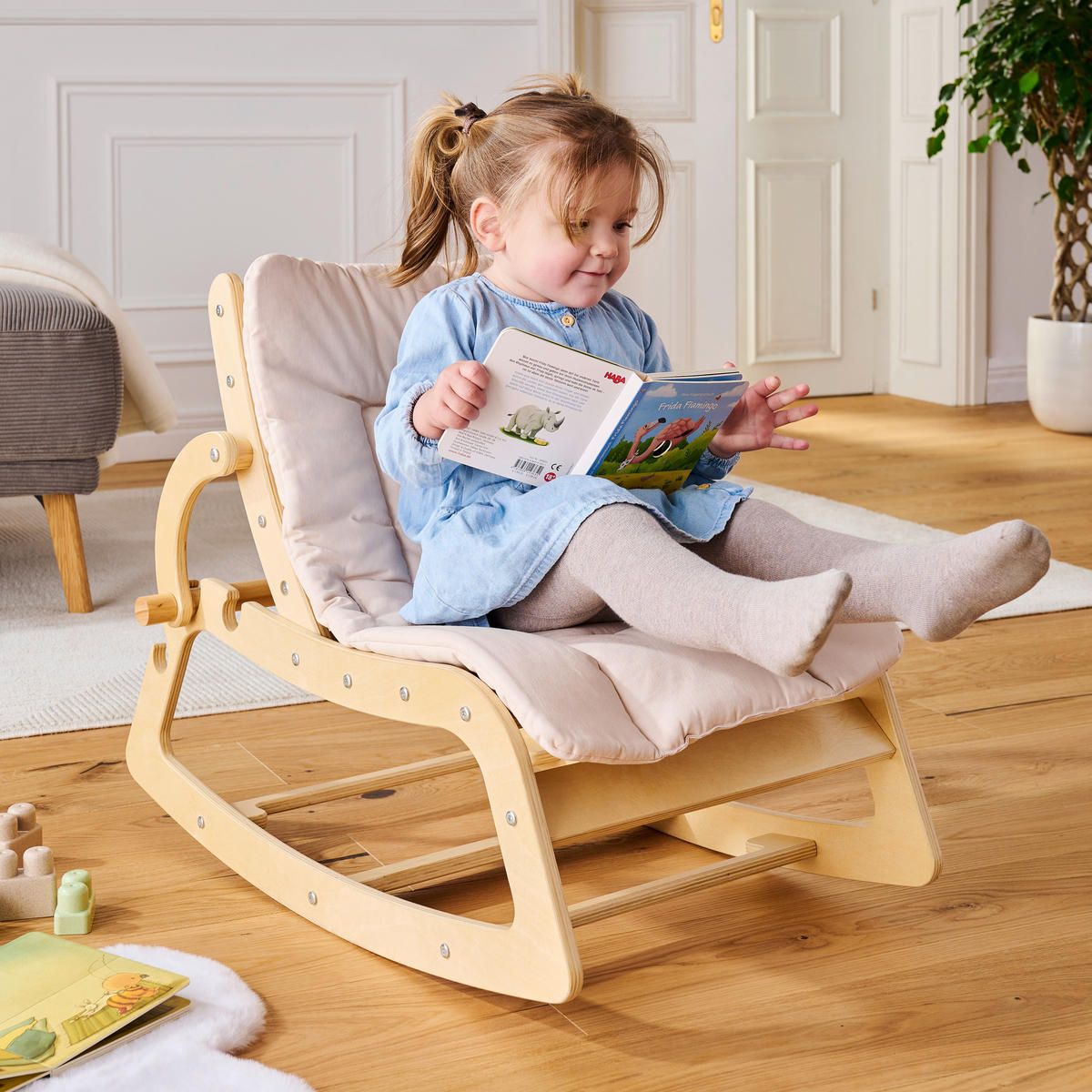 OTROŠKI GUGALNIK  Swing and more    42/70/56 cm     naravne barve, bež  - naravne barve/bež, Basics, tekstil/les (42/70/56cm) - Jimmylee