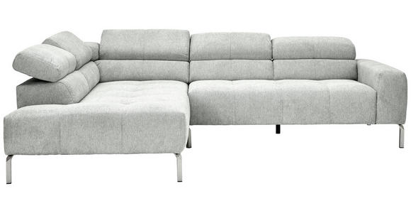 ECKSOFA  in Flachgewebe Hellgrau  224/282 cm  - Chromfarben/Hellgrau, KONVENTIONELL, Textil/Metall (224/282cm) - Hom`in