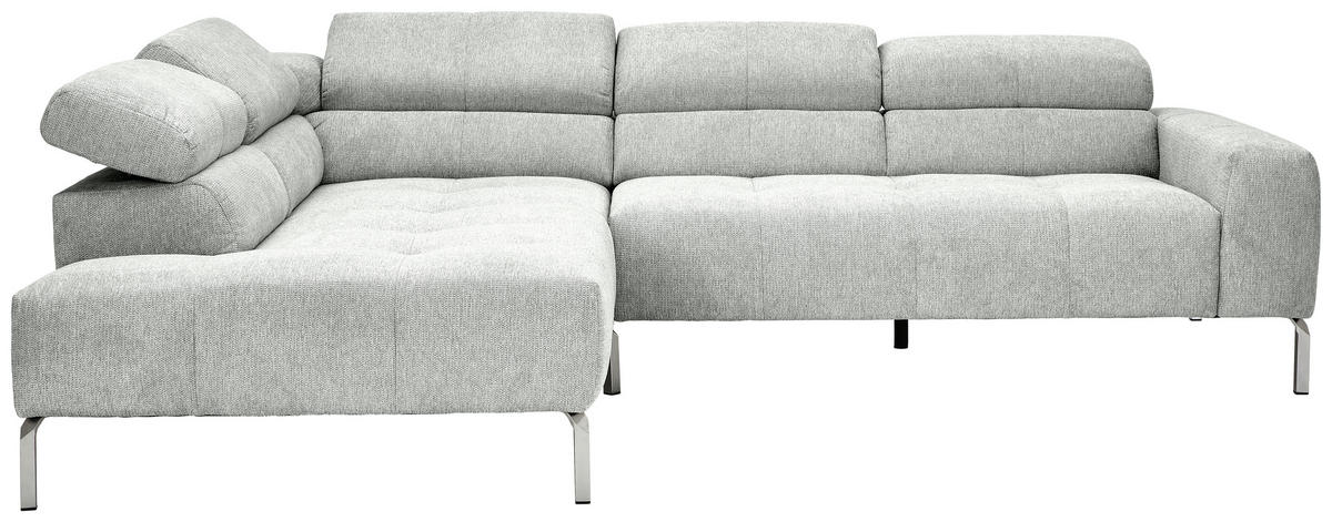 ECKSOFA Hellgrau Flachgewebe  - Chromfarben/Hellgrau, KONVENTIONELL, Textil/Metall (224/282cm) - Hom`in