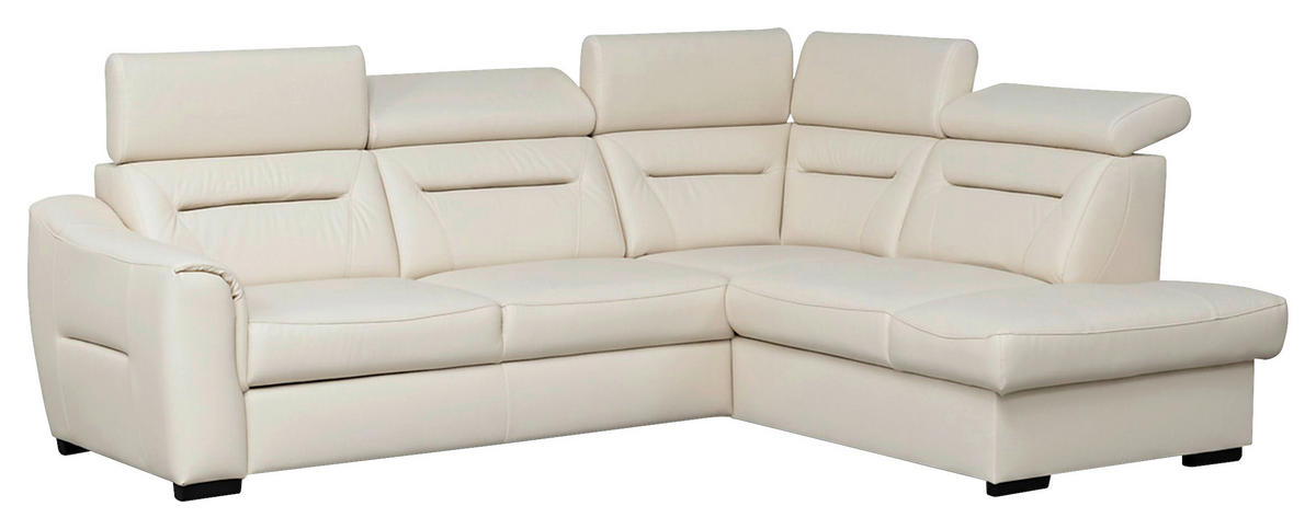 ECKSOFA Lederlook Echtleder Creme  - Wengefarben/Creme, Design, Leder/Holz (260/212cm) - Celina Home