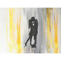UMETNIŠKI POTISK  60/80 cm   - rumena/siva, Basics, tekstil/les (60/80cm) - Monee