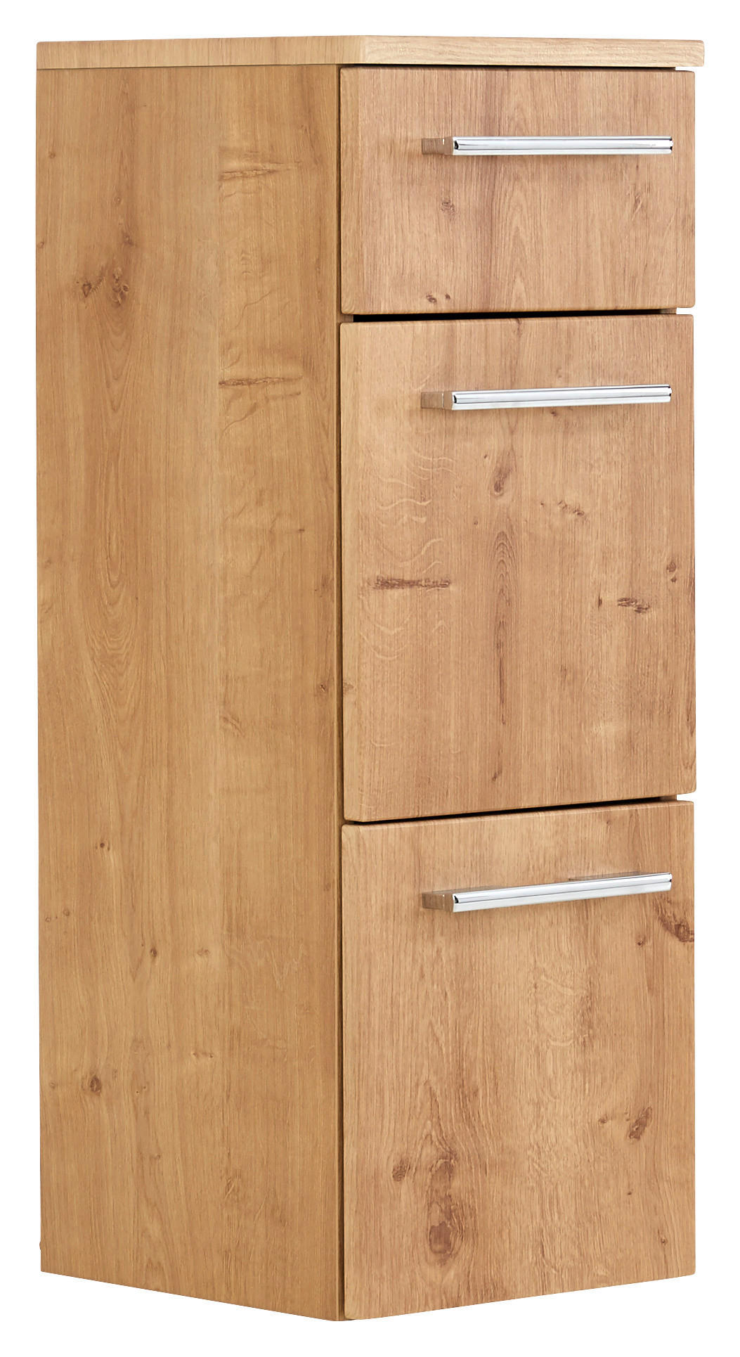 MIDISCHRANK 30/81,9/30 cm  - Chromfarben/Eichefarben, Design, Holzwerkstoff/Metall (30/81,9/30cm)