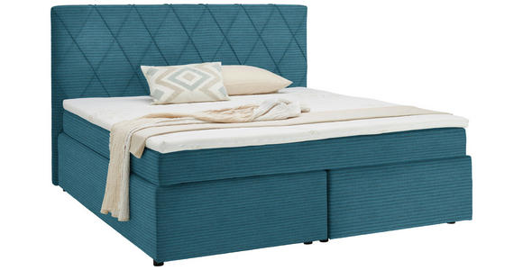 BOXSPRINGBETT 180/200 cm in Hellblau - Schwarz/Hellblau, Design, Kunststoff/Textil (180/200cm) - Xora