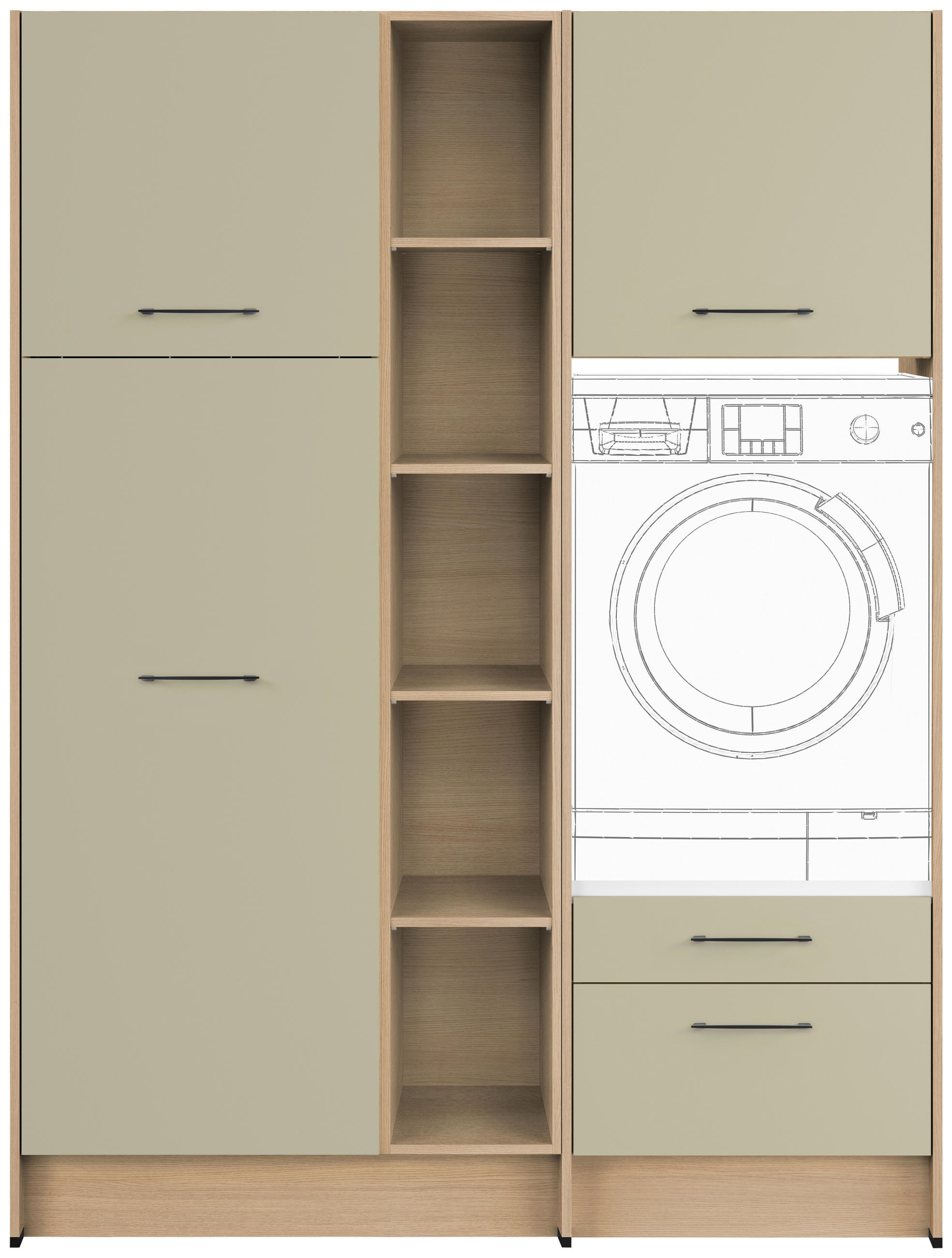 HAUSWIRTSCHAFTSRAUM  in Eichefarben, Salbeigrün  - Eichefarben/Salbeigrün, Basics, Holzwerkstoff (154,8cm) - Impuls