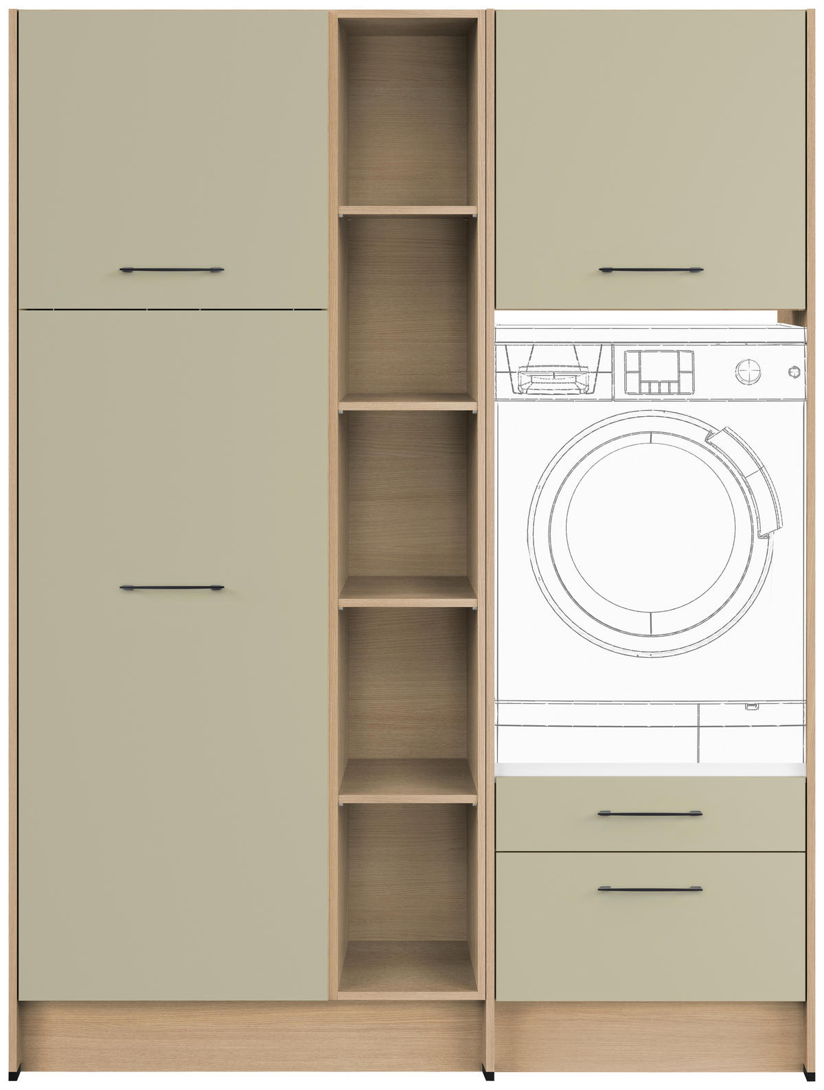 HAUSWIRTSCHAFTSRAUM  in Eichefarben, Salbeigrün  - Eichefarben/Salbeigrün, Basics, Holzwerkstoff (154,8cm) - Impuls