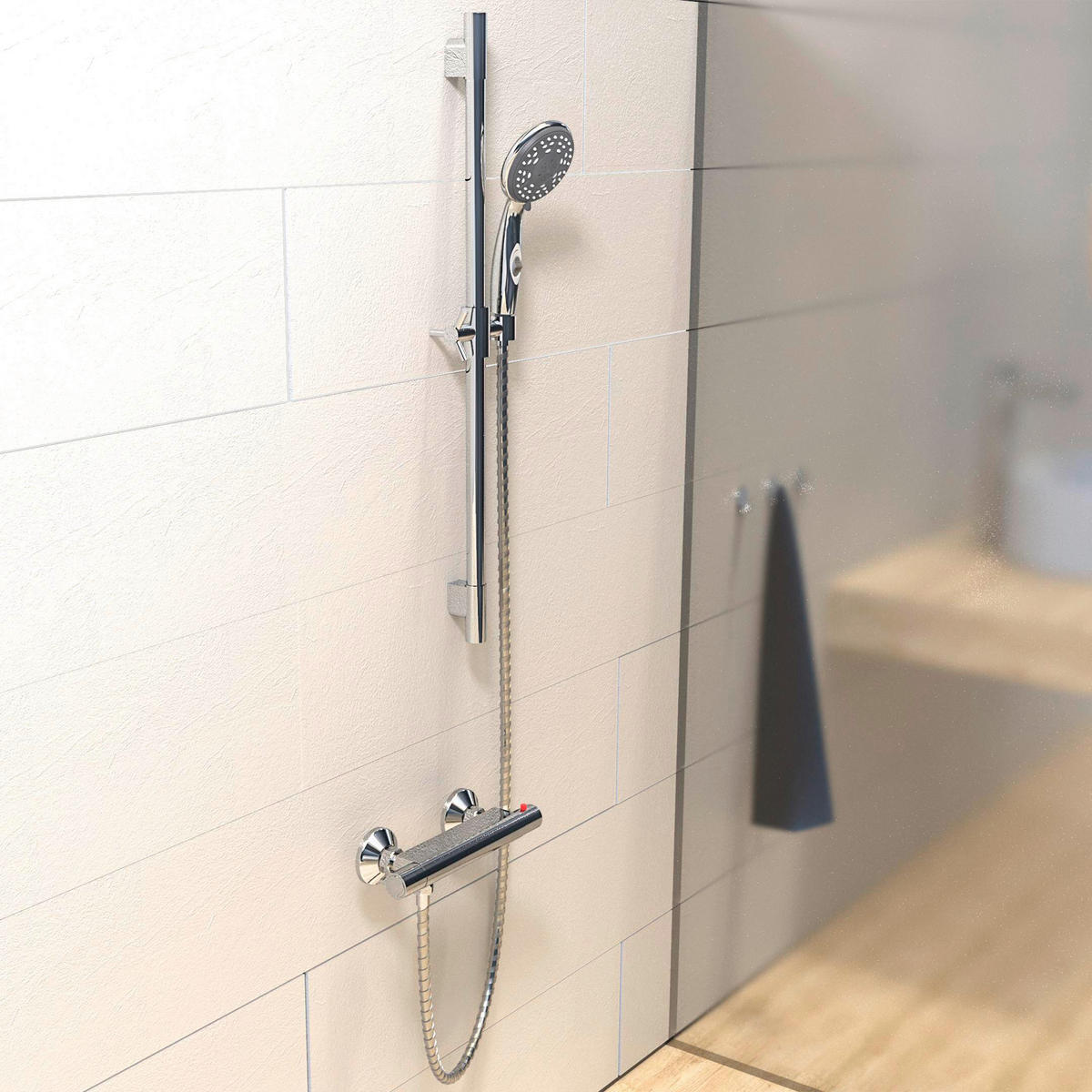 BRAUSEGARNITUR  - Chromfarben, Design, Kunststoff/Metall (26/70/10cm) - Schütte