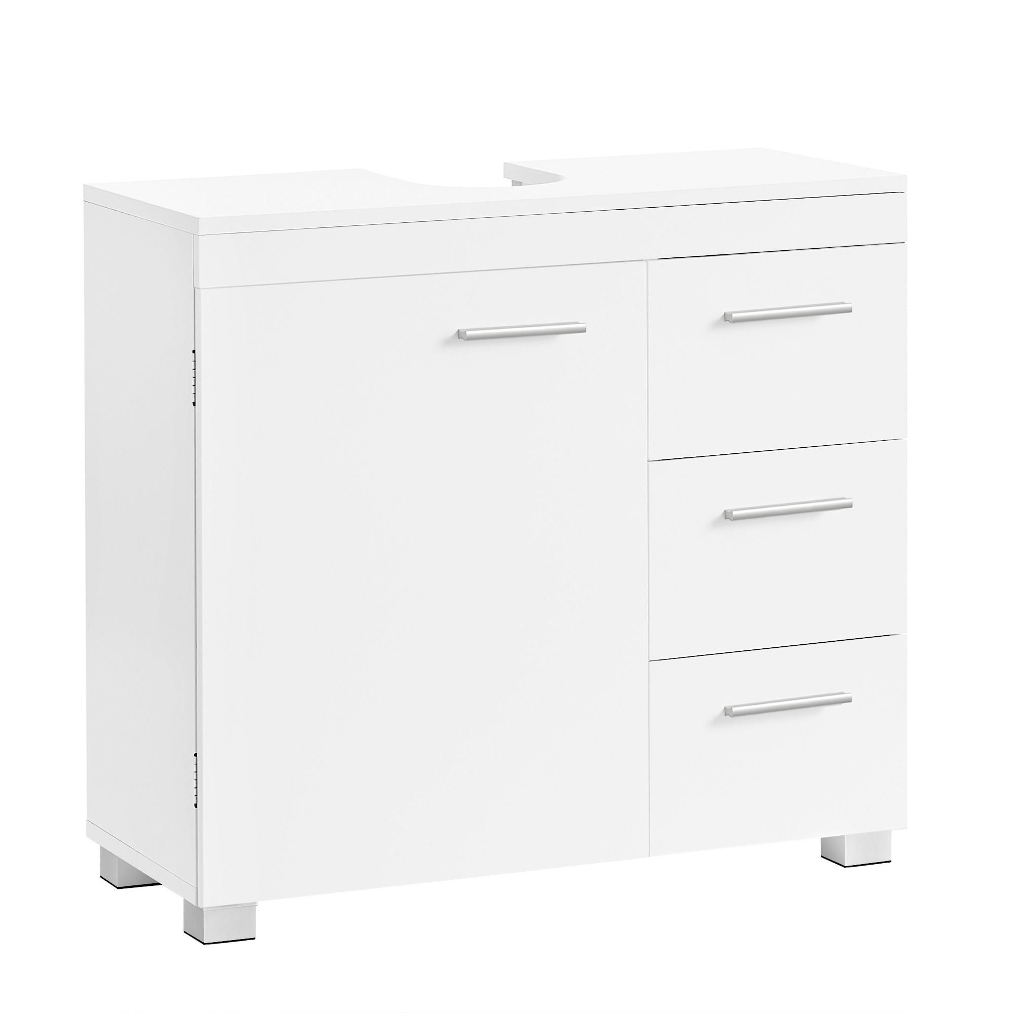 WASCHBECKENUNTERSCHRANK 70/64/30 cm  - Silberfarben/Weiß, Trend, Holzwerkstoff/Kunststoff (70/64/30cm) - MID.YOU